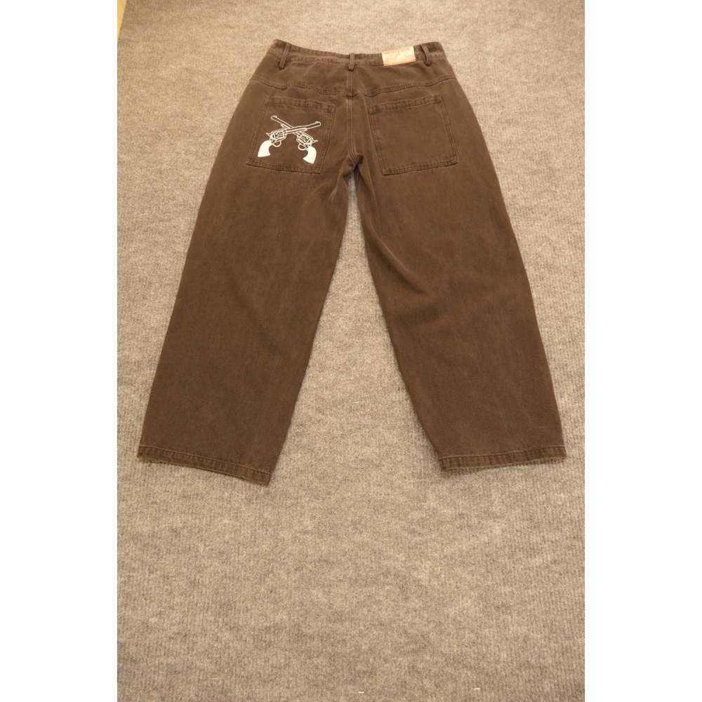 Men's Vivere Black Baggy Denim Jeans With Colt Gun Embroidery Size 34 Waist x 30 - Picture 3 of 11